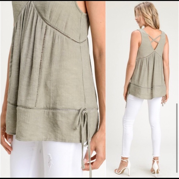 Women’s cute comfy olive spring summer boho lightweight top - Picture 4 of 4